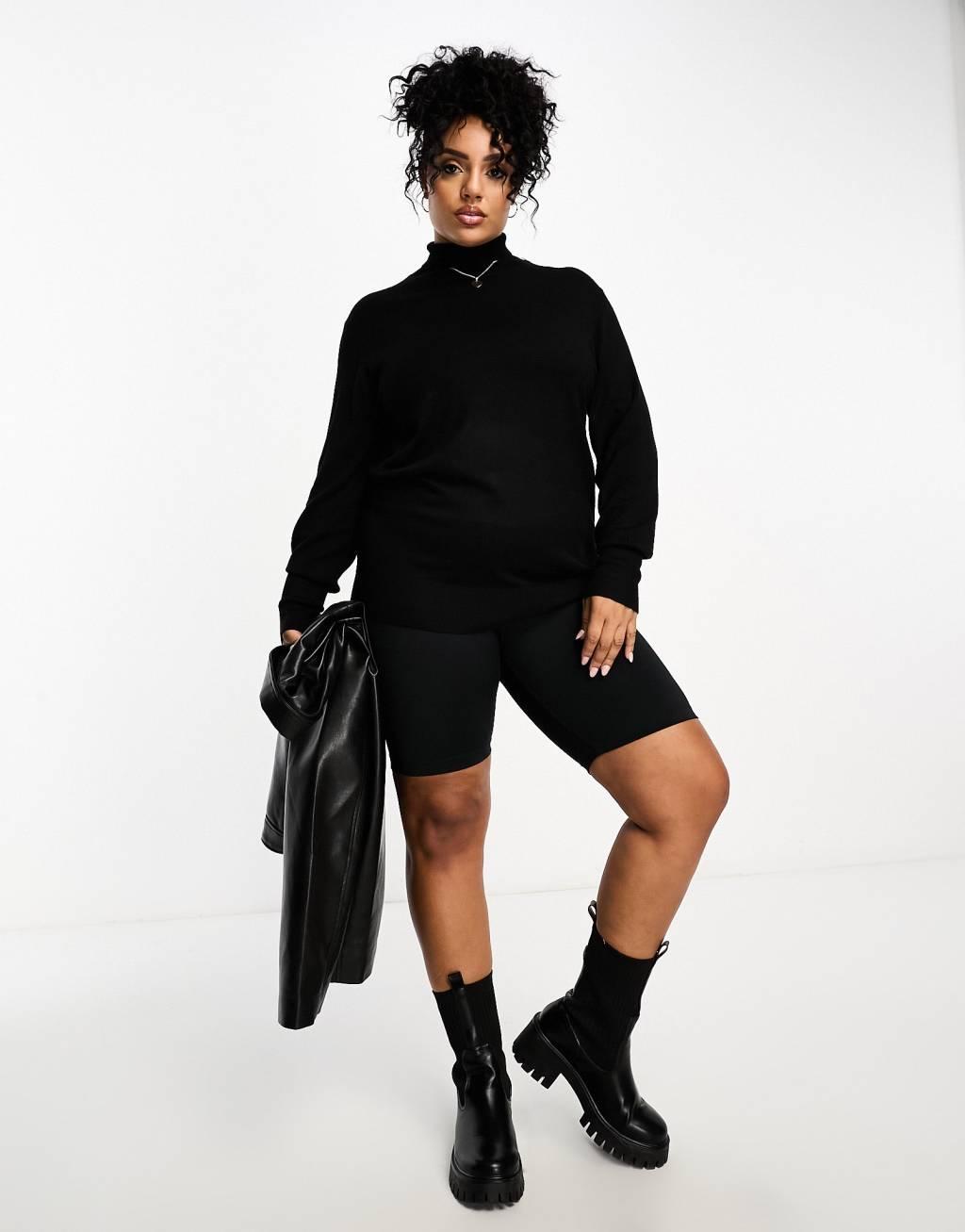 Only Curve roll neck sweater in black  Product Image