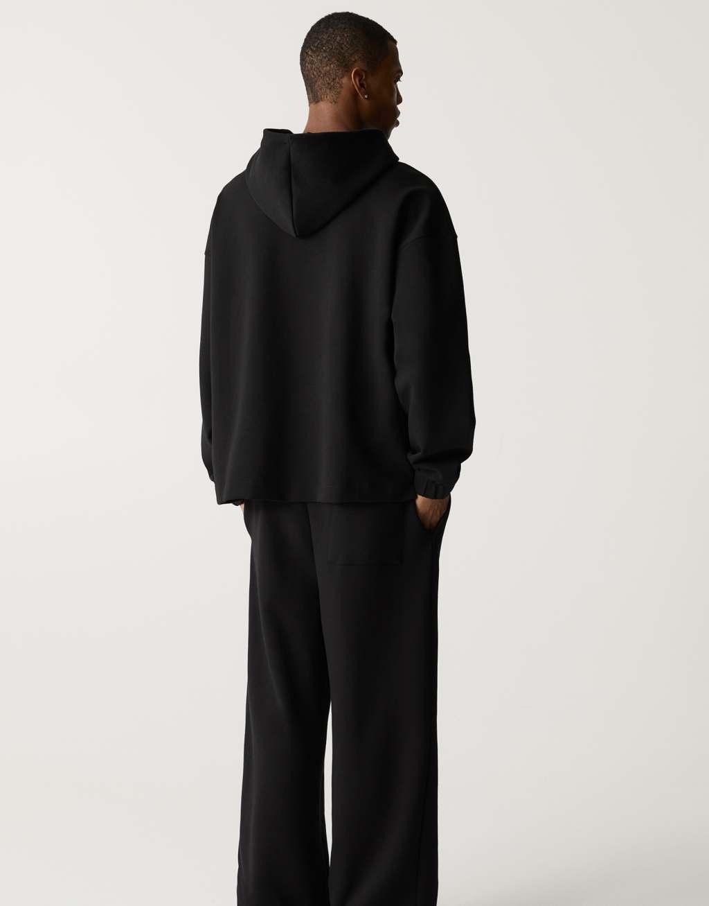 Pull&Bear premium hoodie in black Product Image