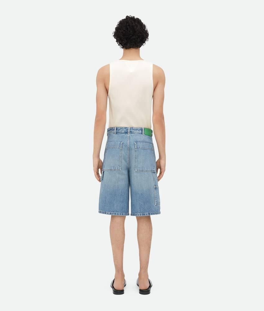 Men's Vintage Indigo Cargo Denim Shorts in Mid blue Product Image