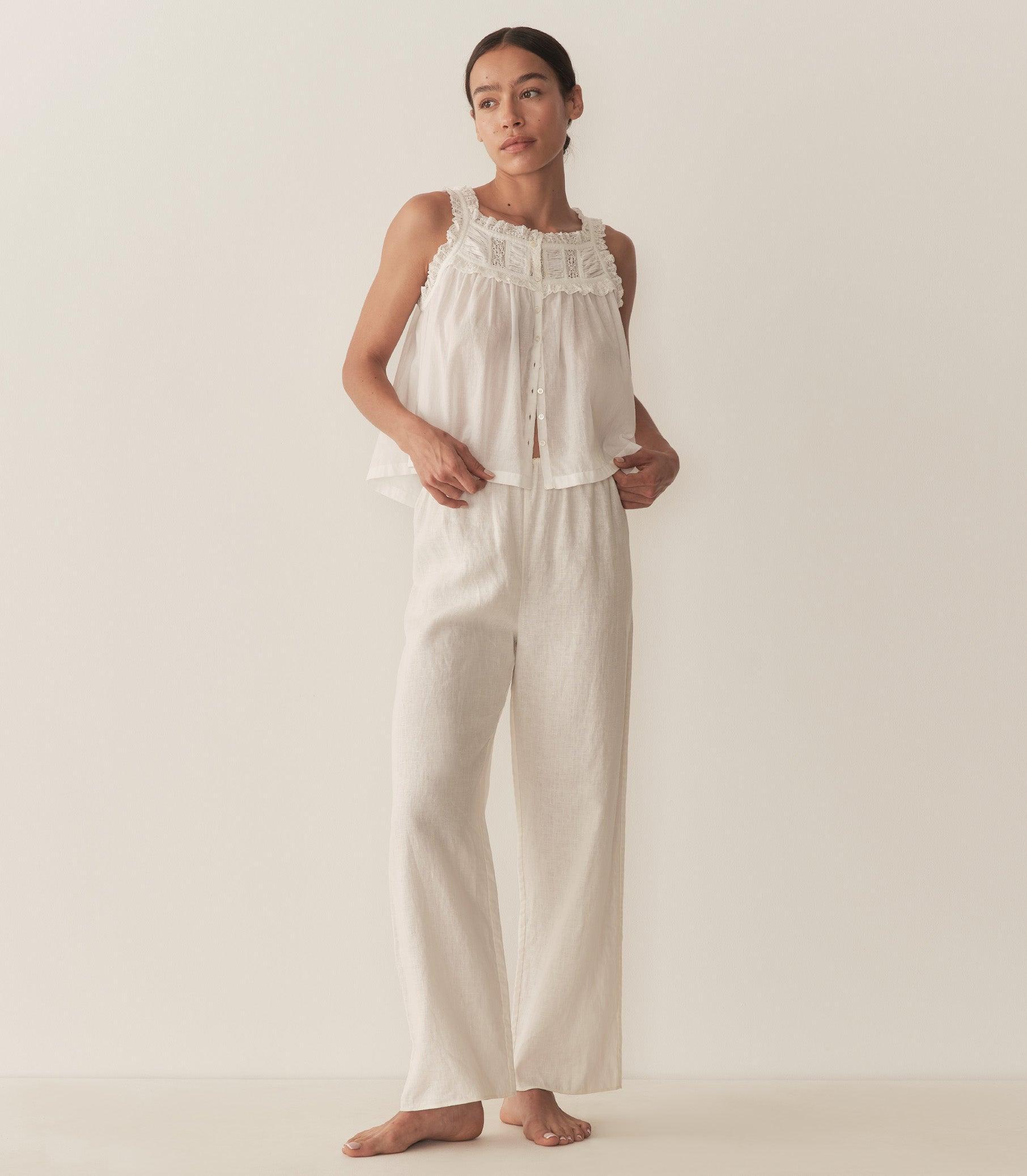 LAVON LINEN PANT -- SALT Product Image