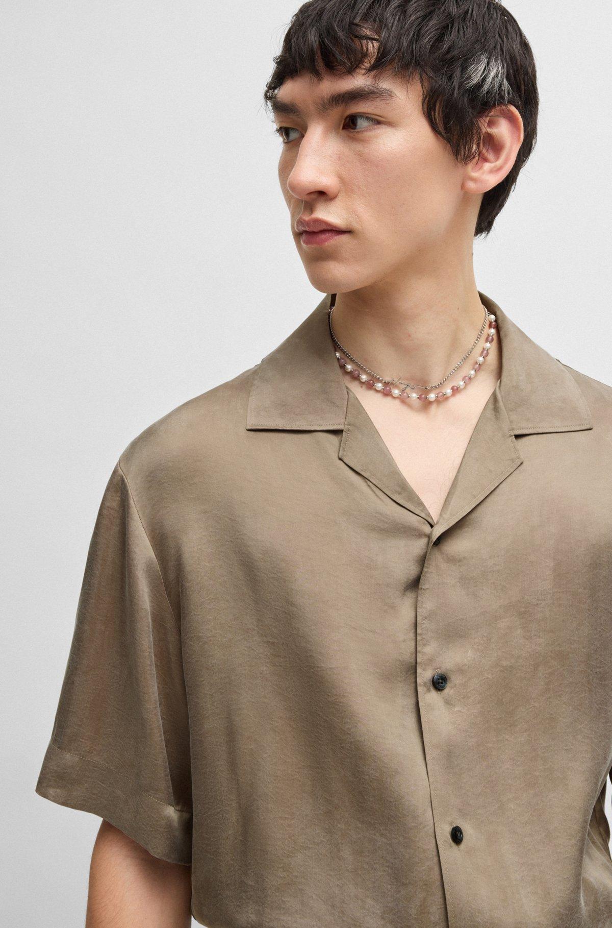 Loose-fit shirt in lustrous twill Product Image