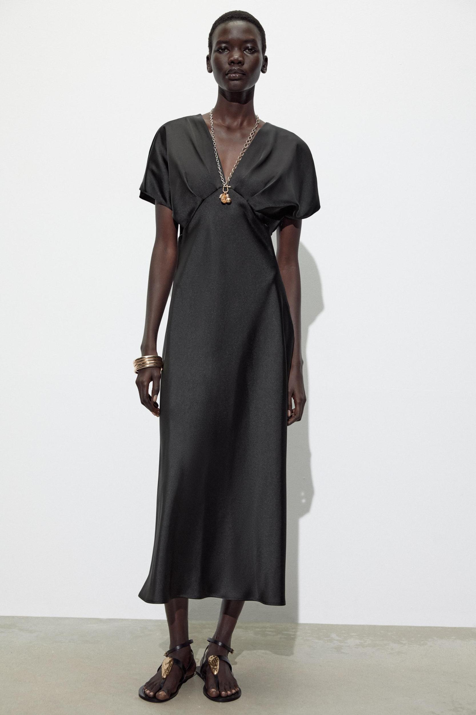 SATIN EFFECT MIDI DRESS Product Image