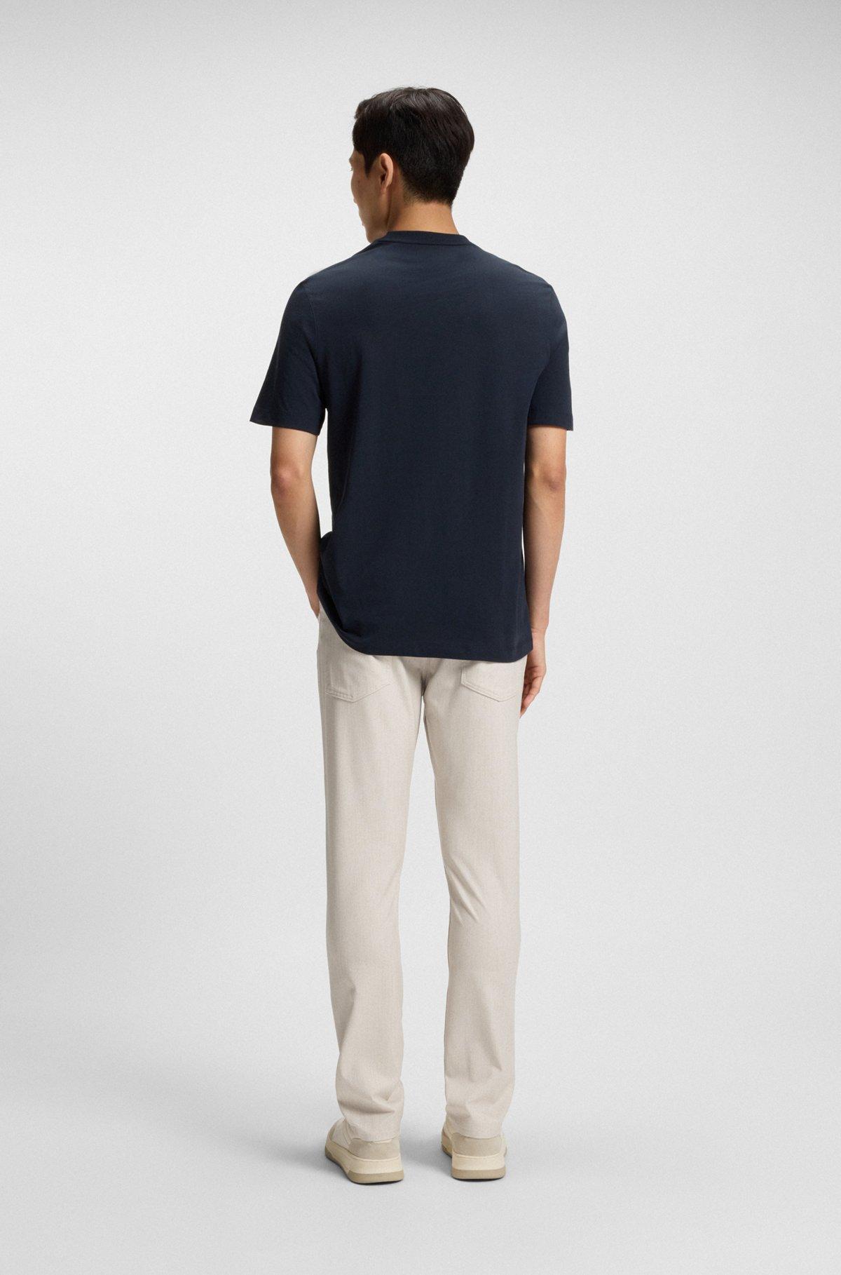 BOSS - Delaware slim-fit trousers in wrinkle-resistant dobby - White Product Image