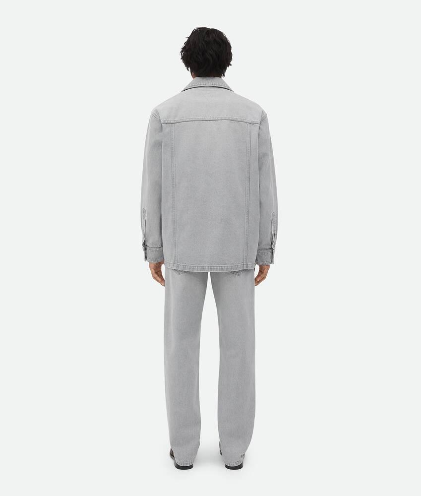 Men's Light Grey Washed Denim Shirt in Light grey Product Image