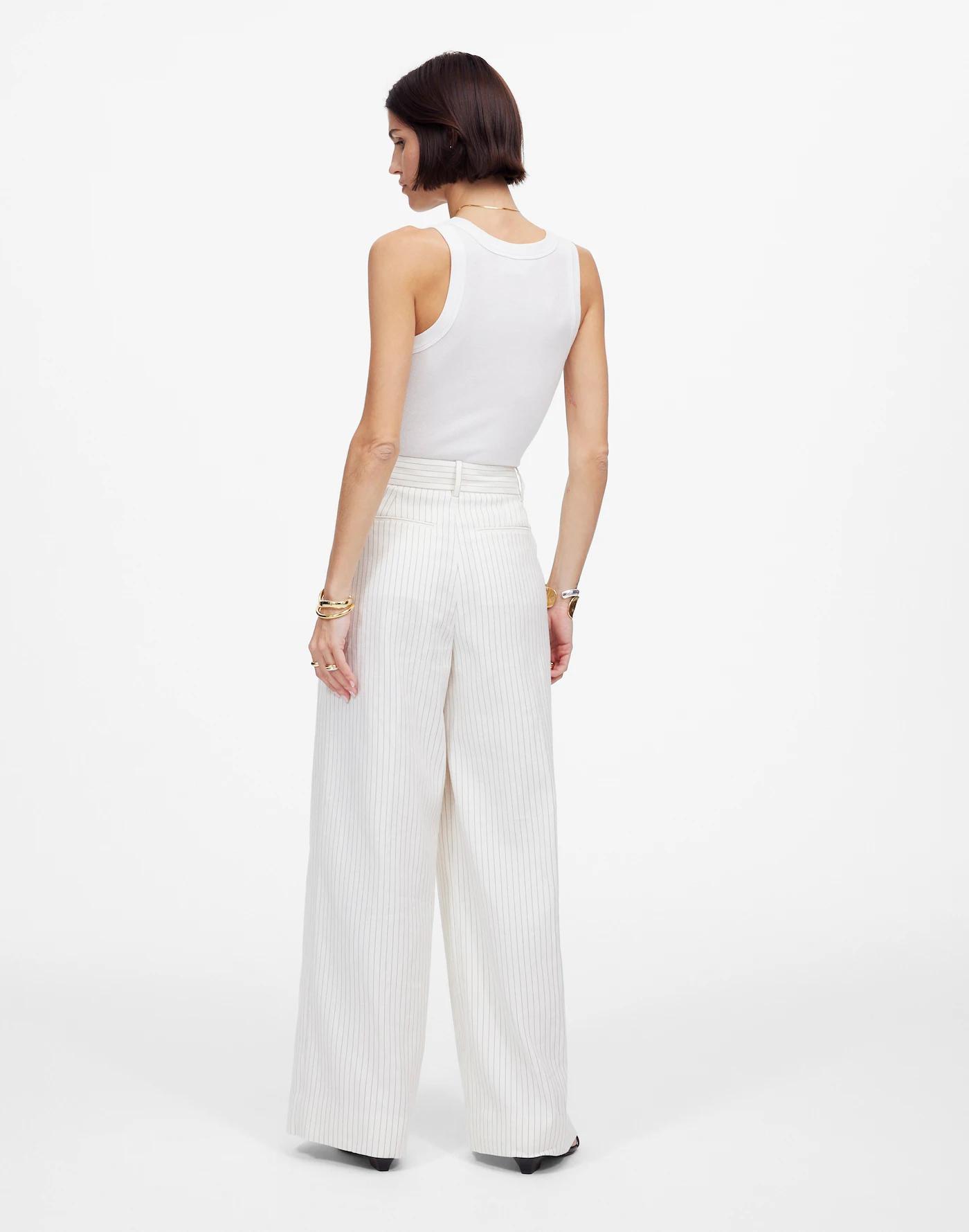 The Superwide-Leg Trouser in Pinstripe Linen Blend Product Image
