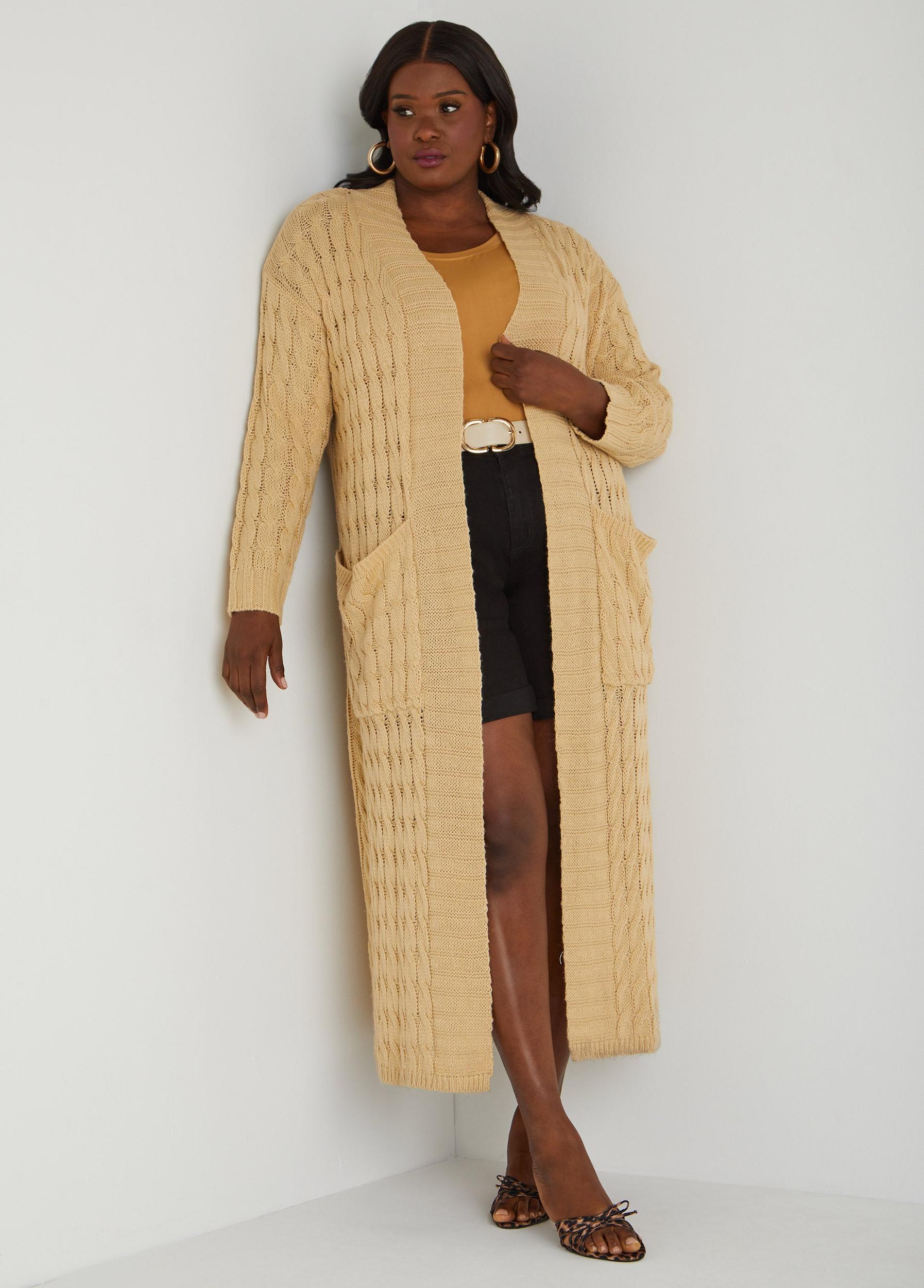 Pocketed Cable Knit Duster Product Image