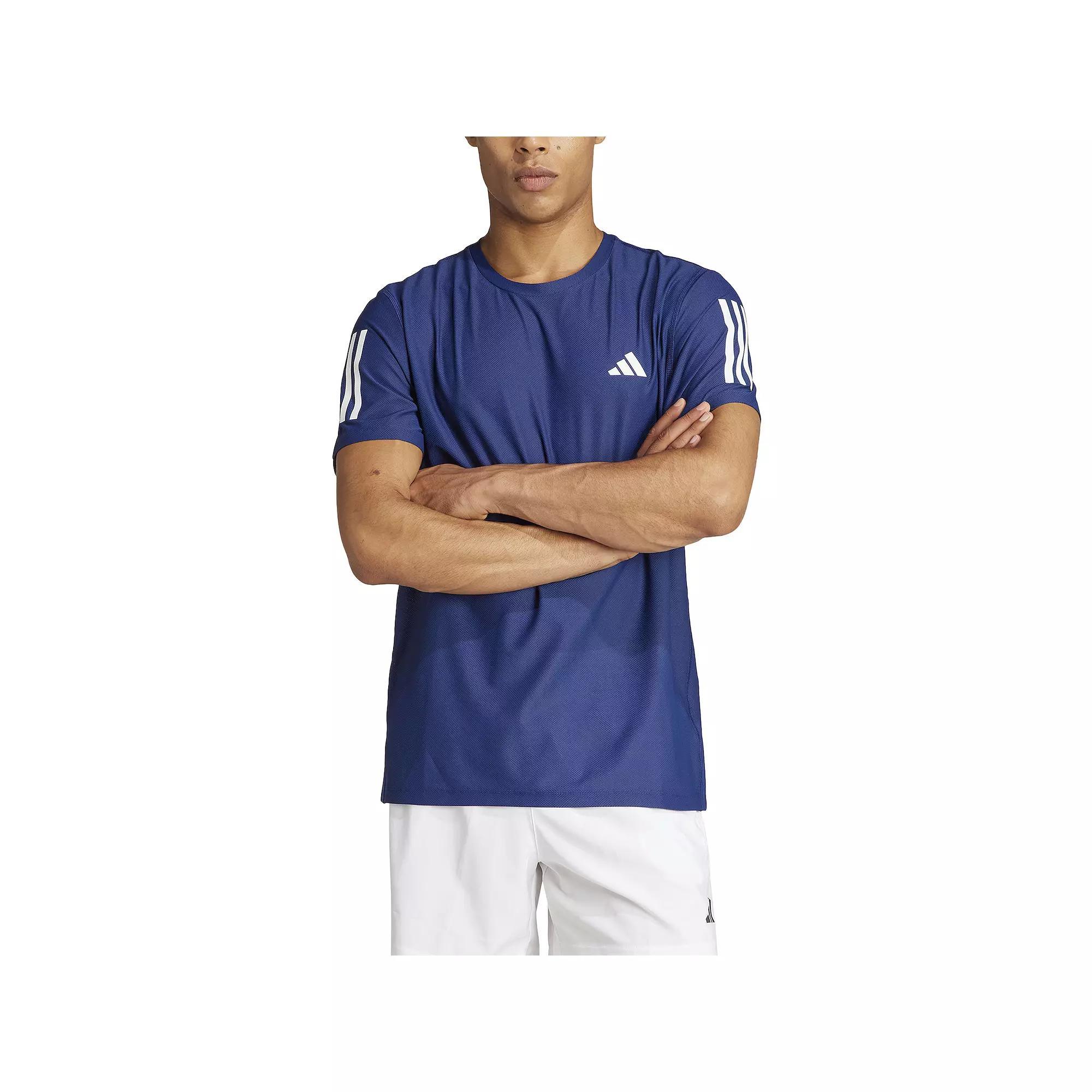 Men's adidas Own The Run Short Sleeve Tee, Size: Medium, Dark Blue Product Image