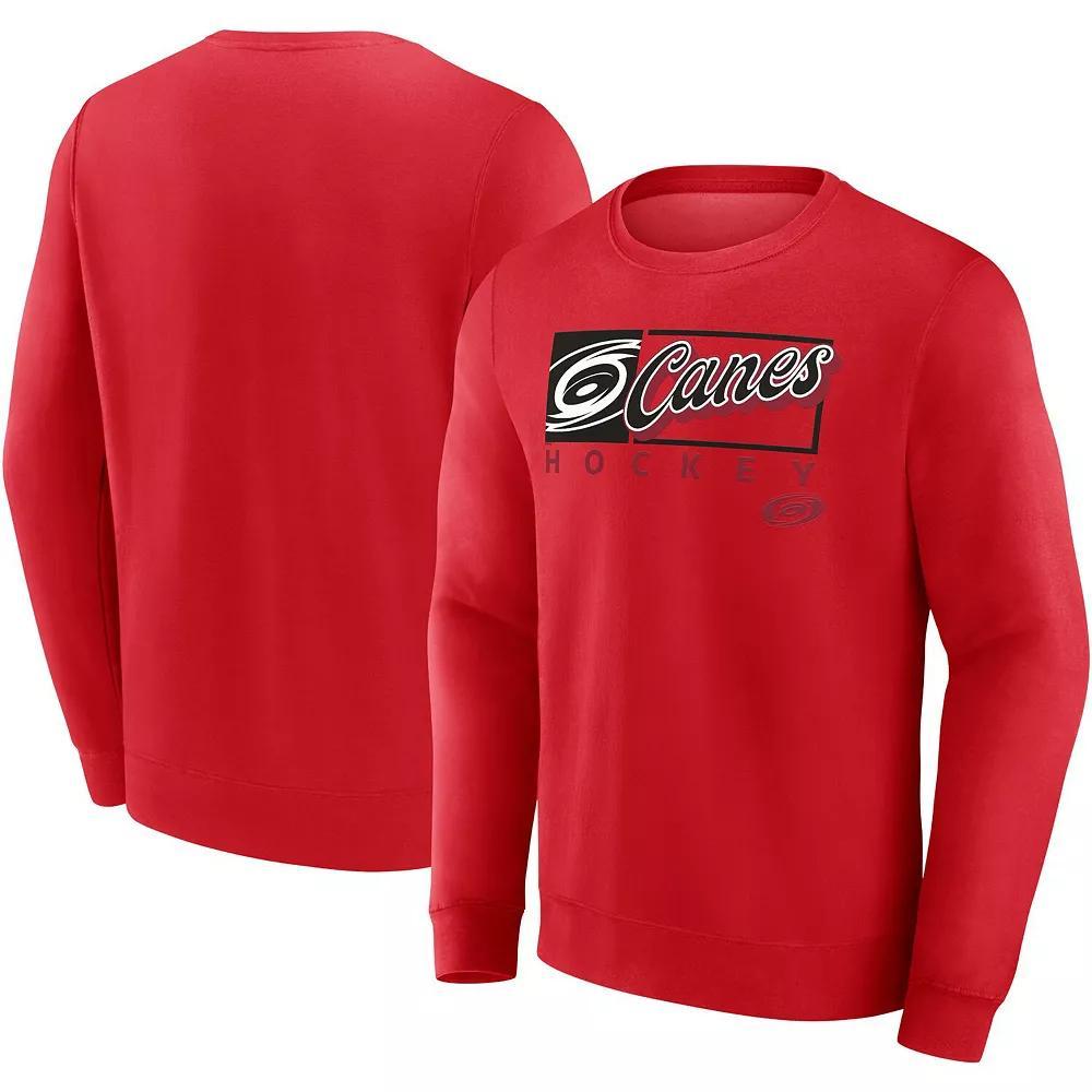 Men's Fanatics Branded Red Carolina Hurricanes Focus Fleece Pullover Sweatshirt, Size: Medium Product Image