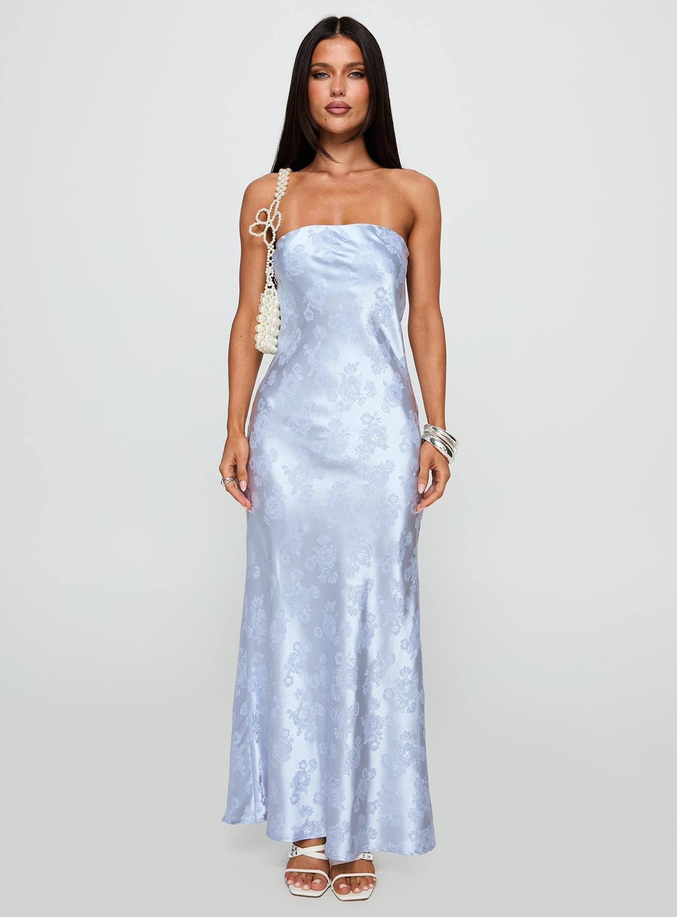Haley Maxi Dress Blue Jacquard Product Image
