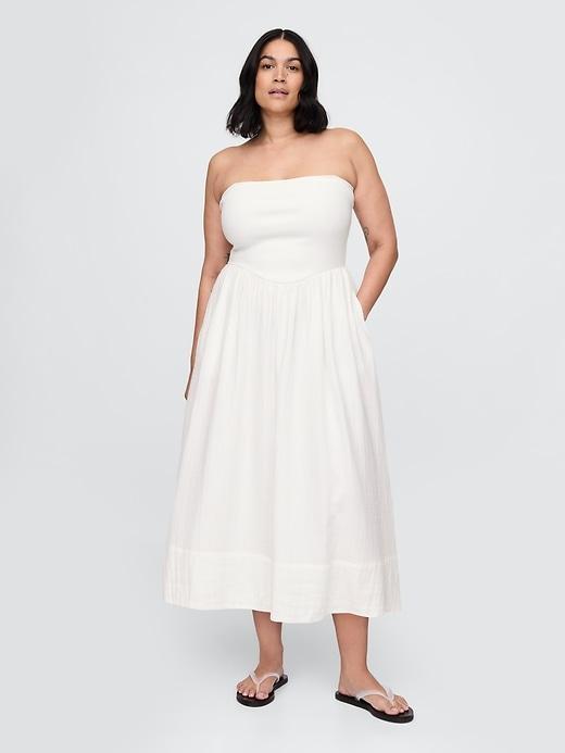 Crinkle Gauze Mixed Media Maxi Dress Product Image