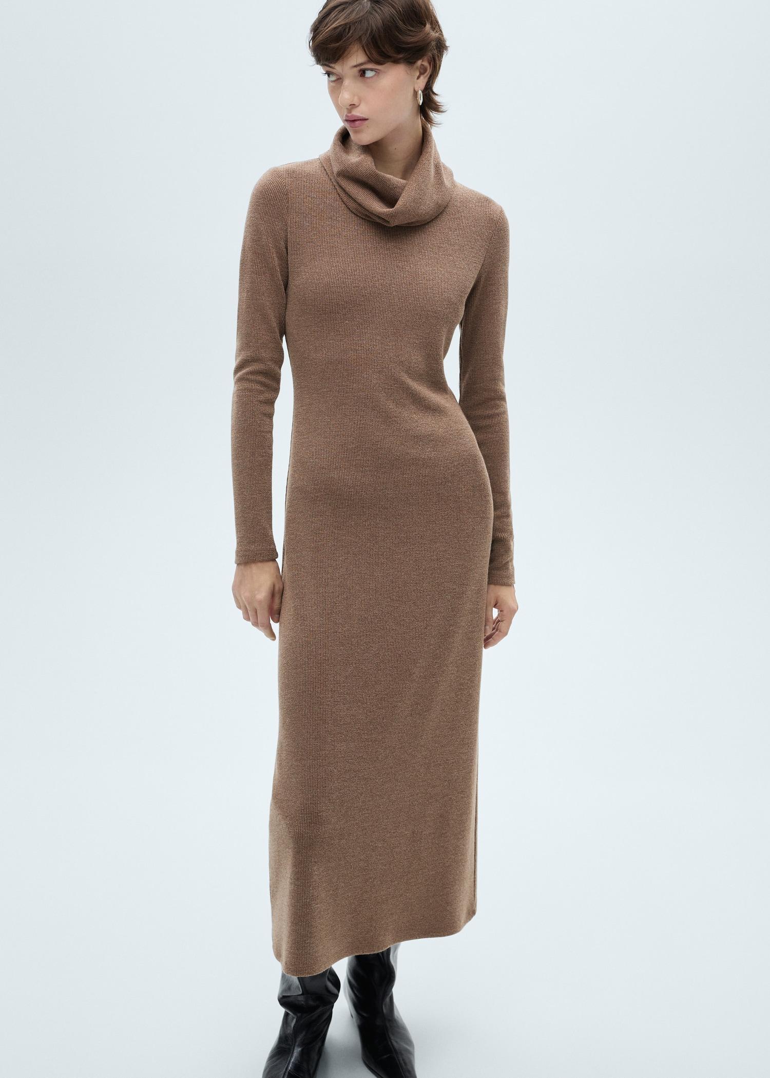 Knitted turtleneck dress - Women | MANGO USA Product Image