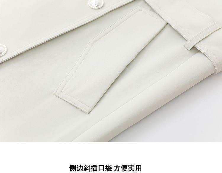 Lapel Collar Plain Sashed Double-Breasted Trench Coat (Various Designs) Product Image