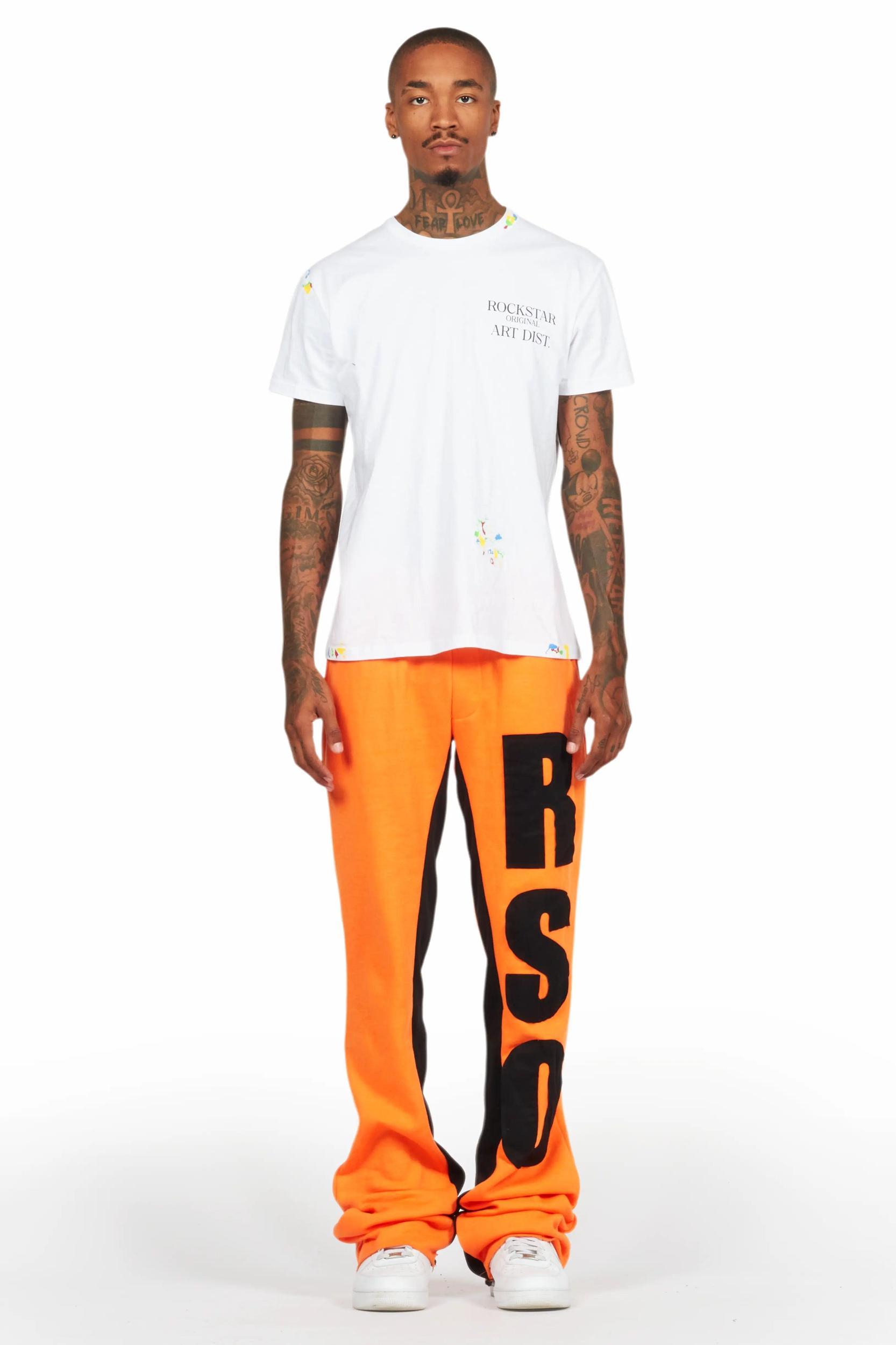 Uko Orange Stacked Baggy Track Pant Male Product Image