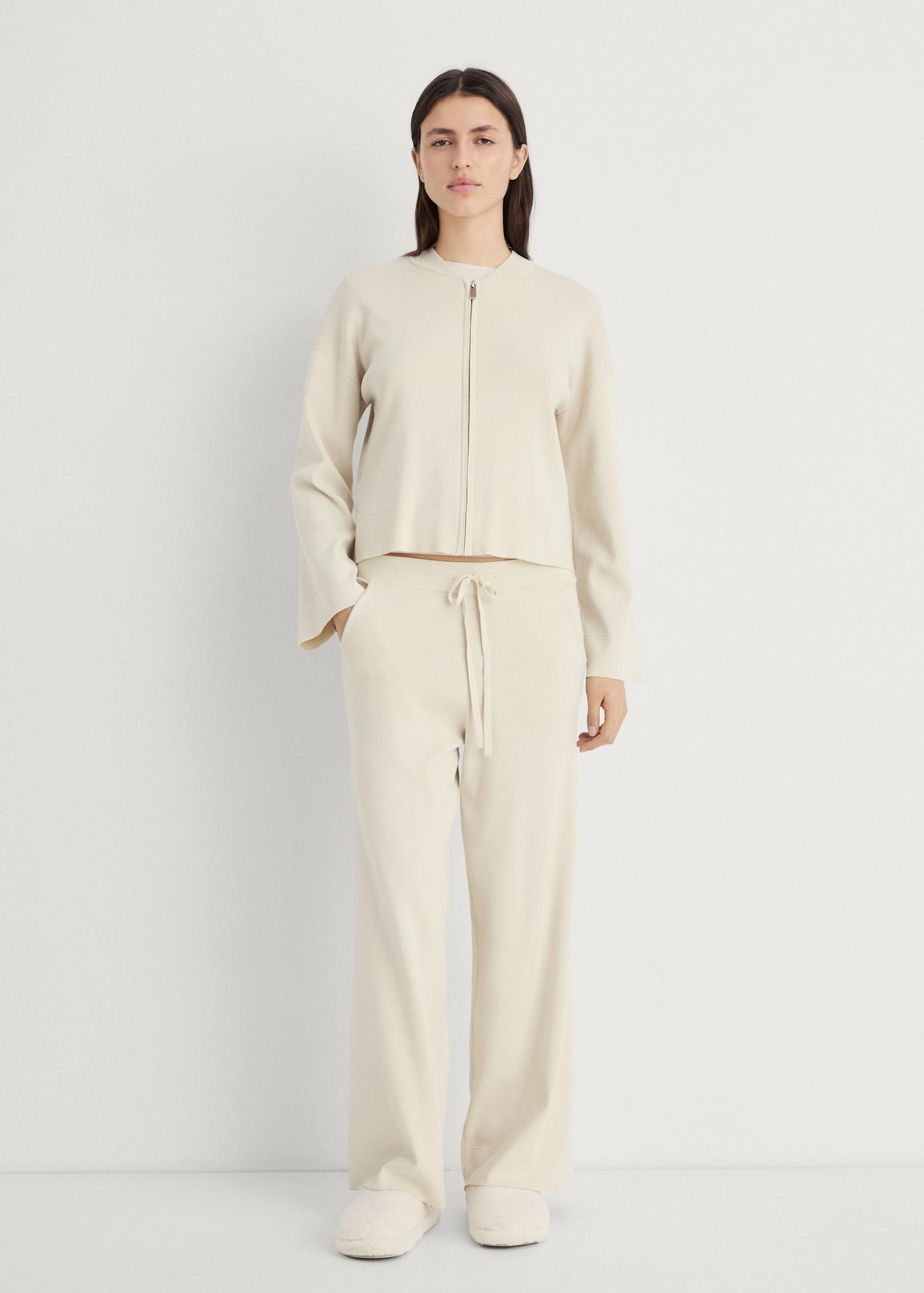 Ribbed knit trousers - Women | MANGO USA Product Image