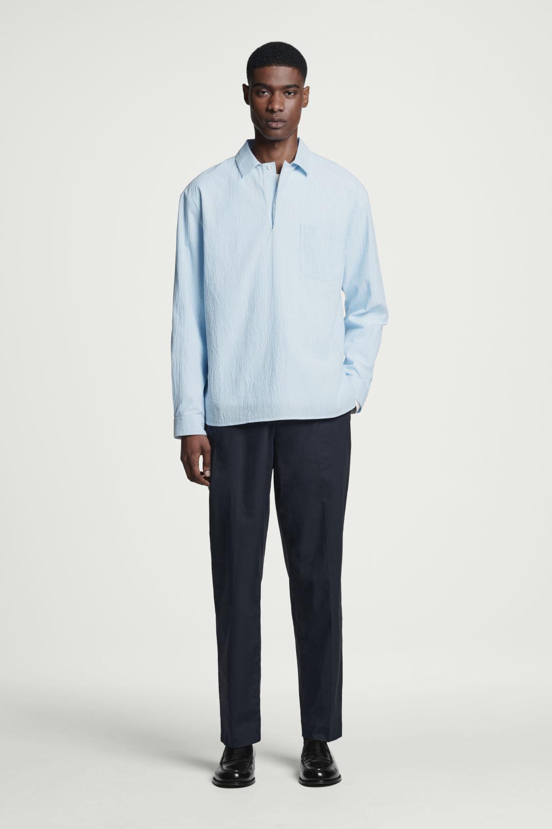 COTTON-SEERSUCKER POPOVER SHIRT Product Image