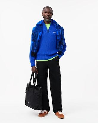 Men's Zip-Up High-Neck Wool Sweater Product Image