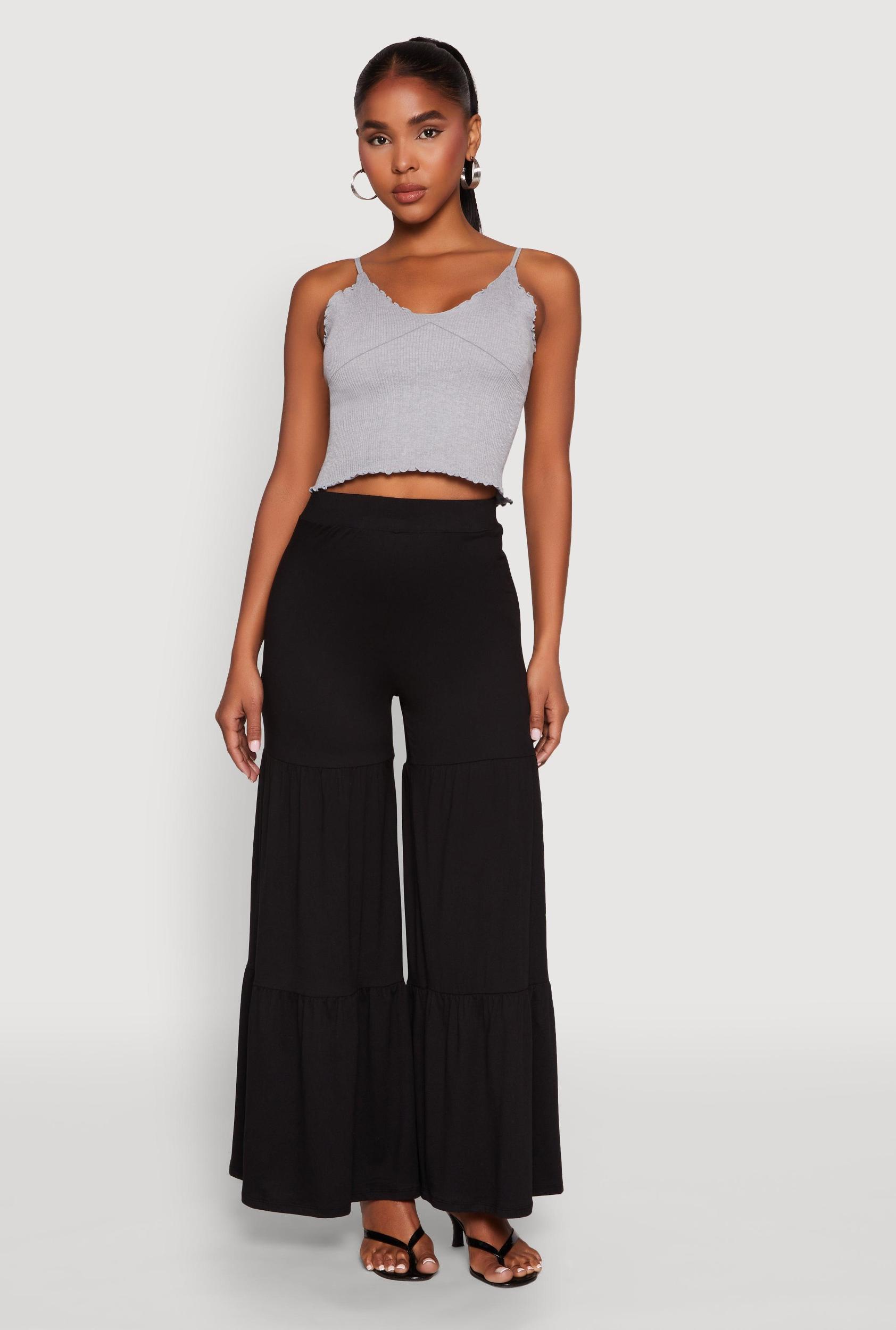Womens High Waisted Tiered Palazzo Pants Product Image