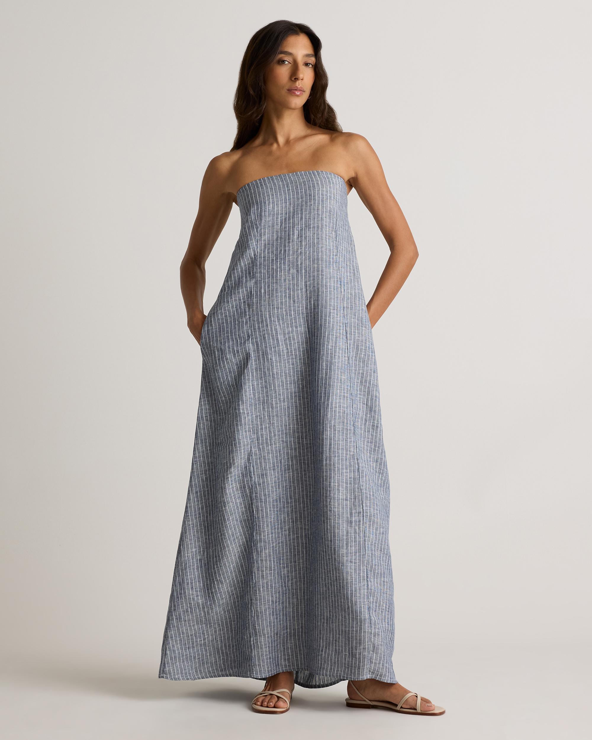 Quince | Women's 100% European Linen Strapless Maxi Dress Size XL Product Image