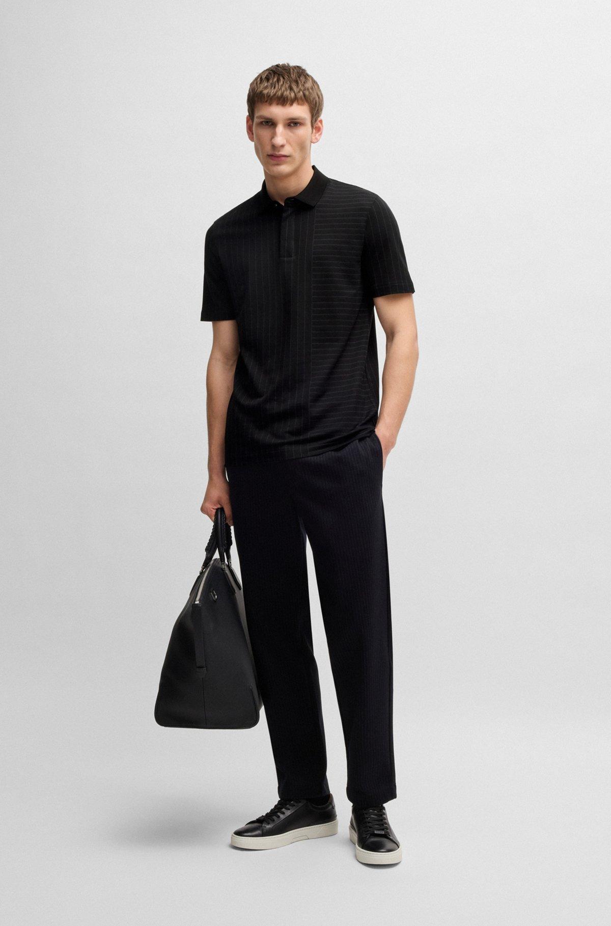 Mercerized-cotton polo shirt with mixed stripes Product Image