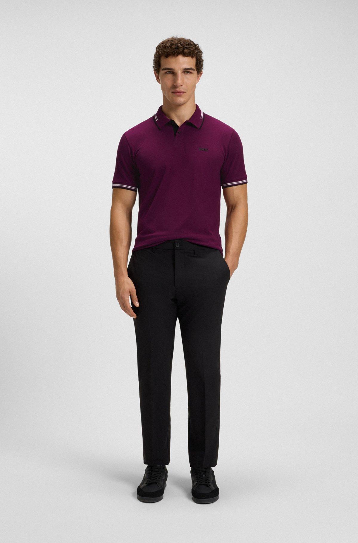 Stretch-cotton slim-fit polo shirt with branding Product Image