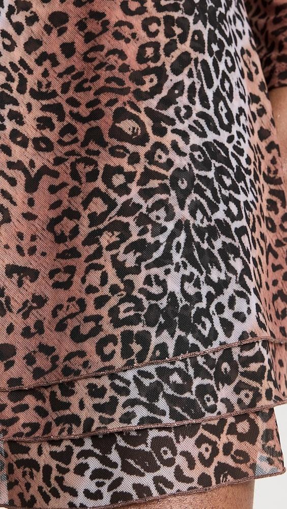 BruceGlen Linear Leopard Mesh Fold Over Skirt | Shopbop Product Image