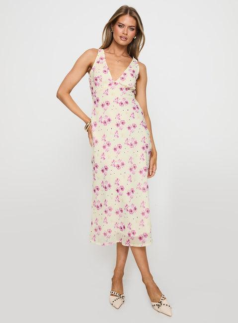 Nellie Midi Dress Yellow Floral Product Image