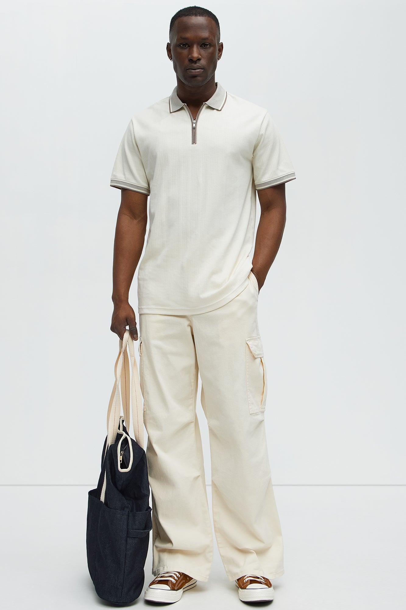 Yes Please Baggy Cargo Pants - Cream Product Image