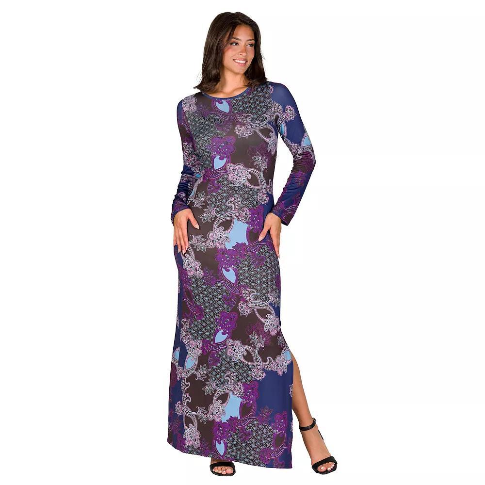 Women's 24Seven Comfort Apparel Side Slit Maxi Dress, Size: Medium, Purple Team Product Image