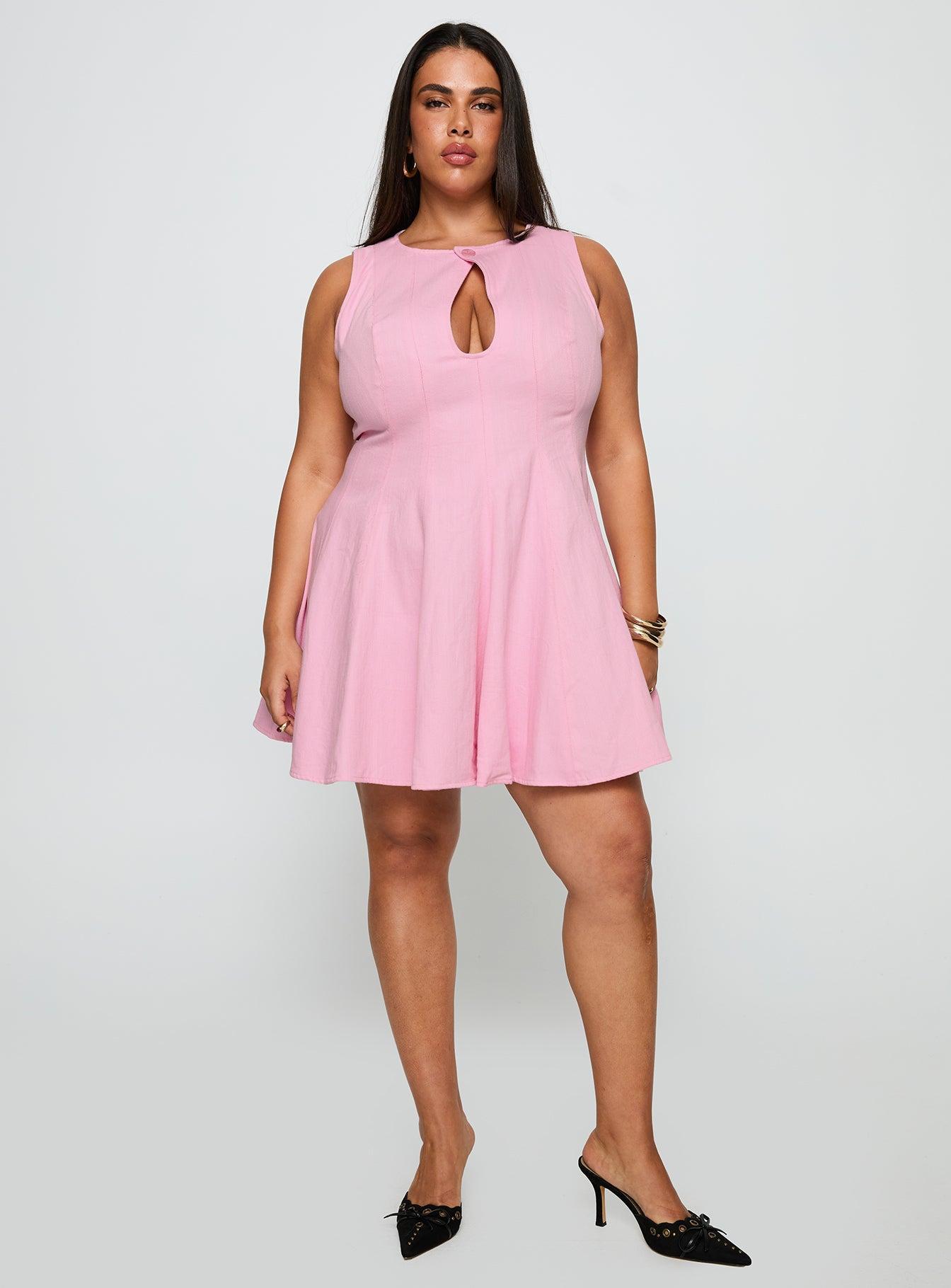 Precedence Keyhole Mini Dress Pink Curve Product Image