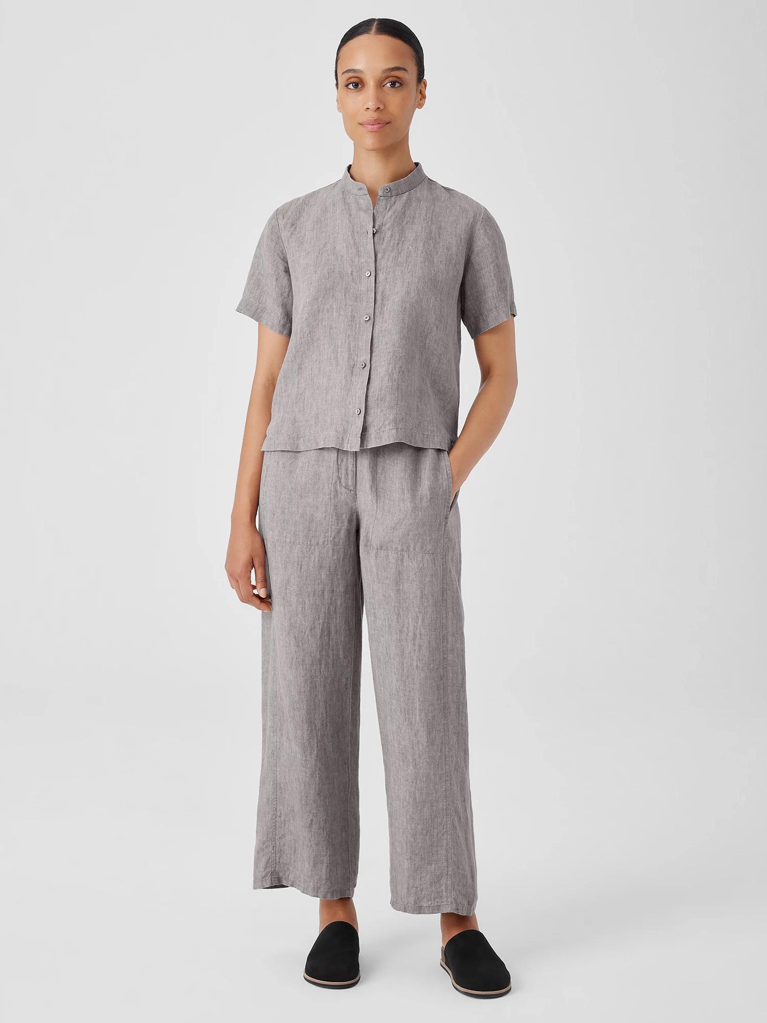 EILEEN FISHER Washed Organic Linen Délavé Wide Trouser Pantfemale Product Image