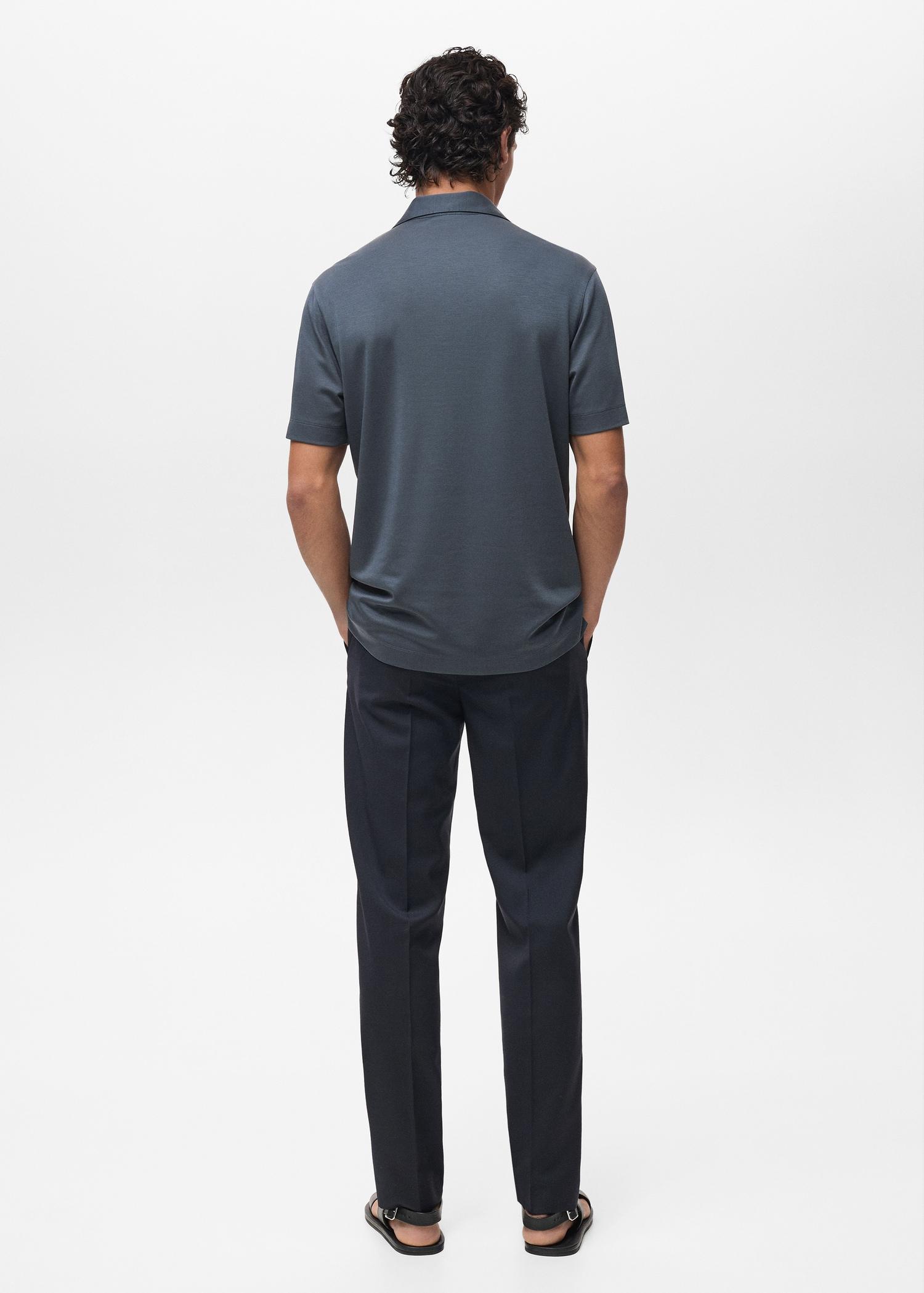 Lyocell polo shirt with bowling collar - Men | MANGO USA Product Image