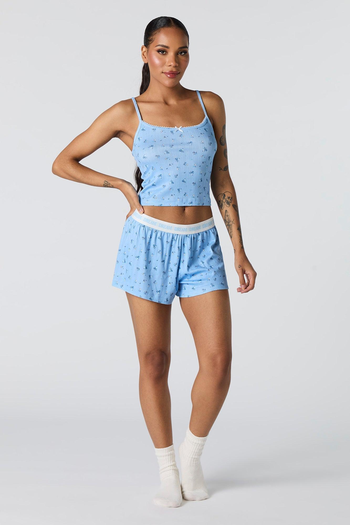 Pointelle Knit Tank & Short 2 Piece Pajama Set Female Product Image