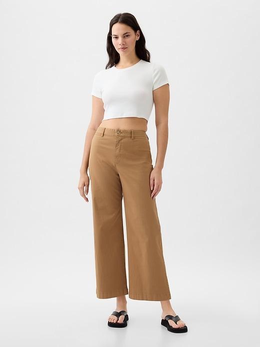 High Stride Wide-Leg Ankle Khakis Product Image