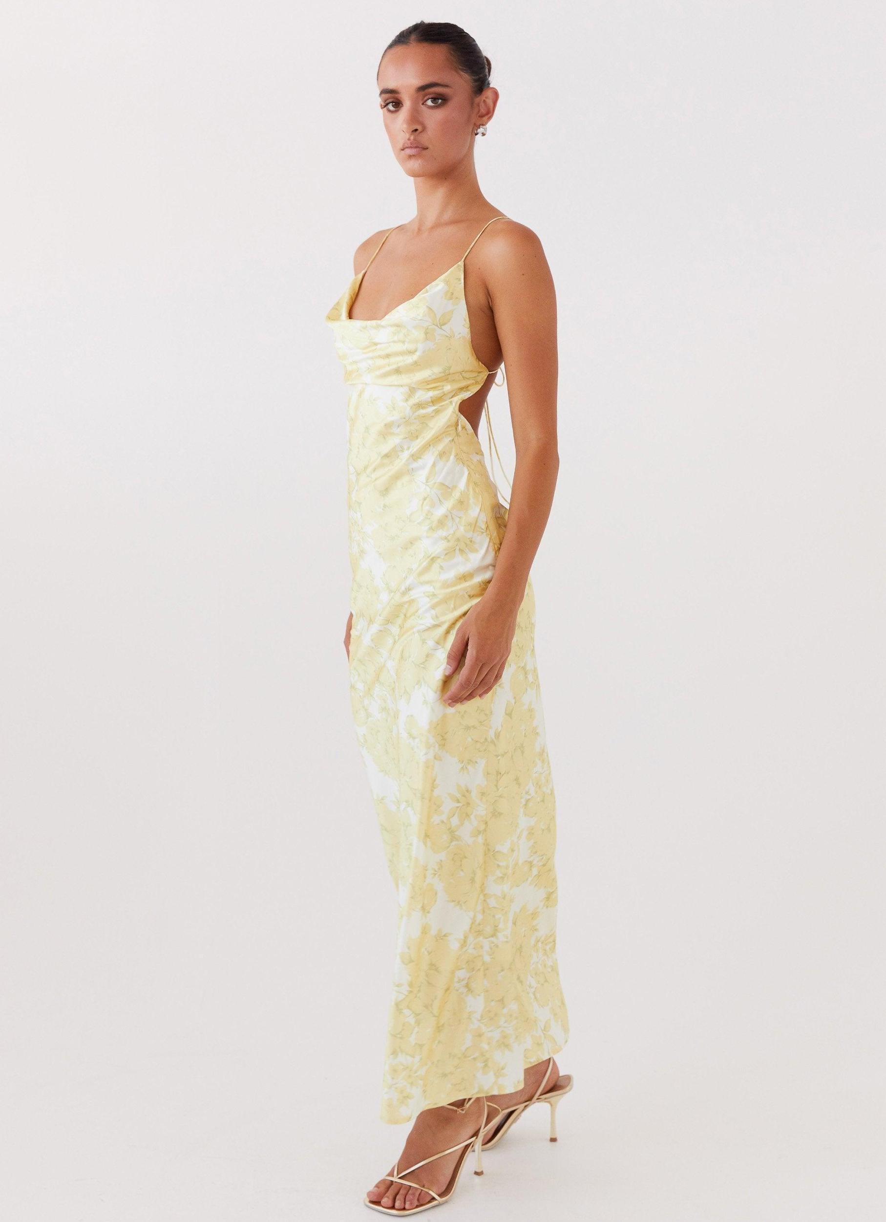 Coastal Escape Satin Maxi Dress - Daffodil Product Image