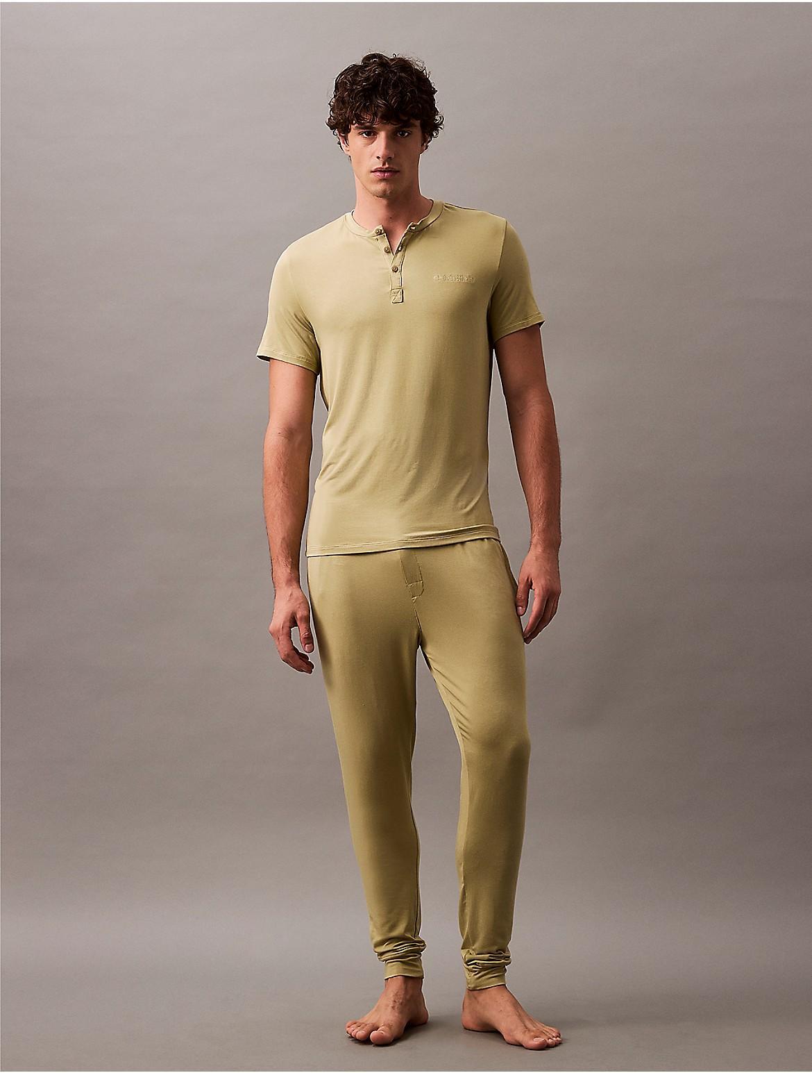 Calvin Klein Men's Ultra Soft Modal Henley Sleep T-Shirt - Green - L Product Image