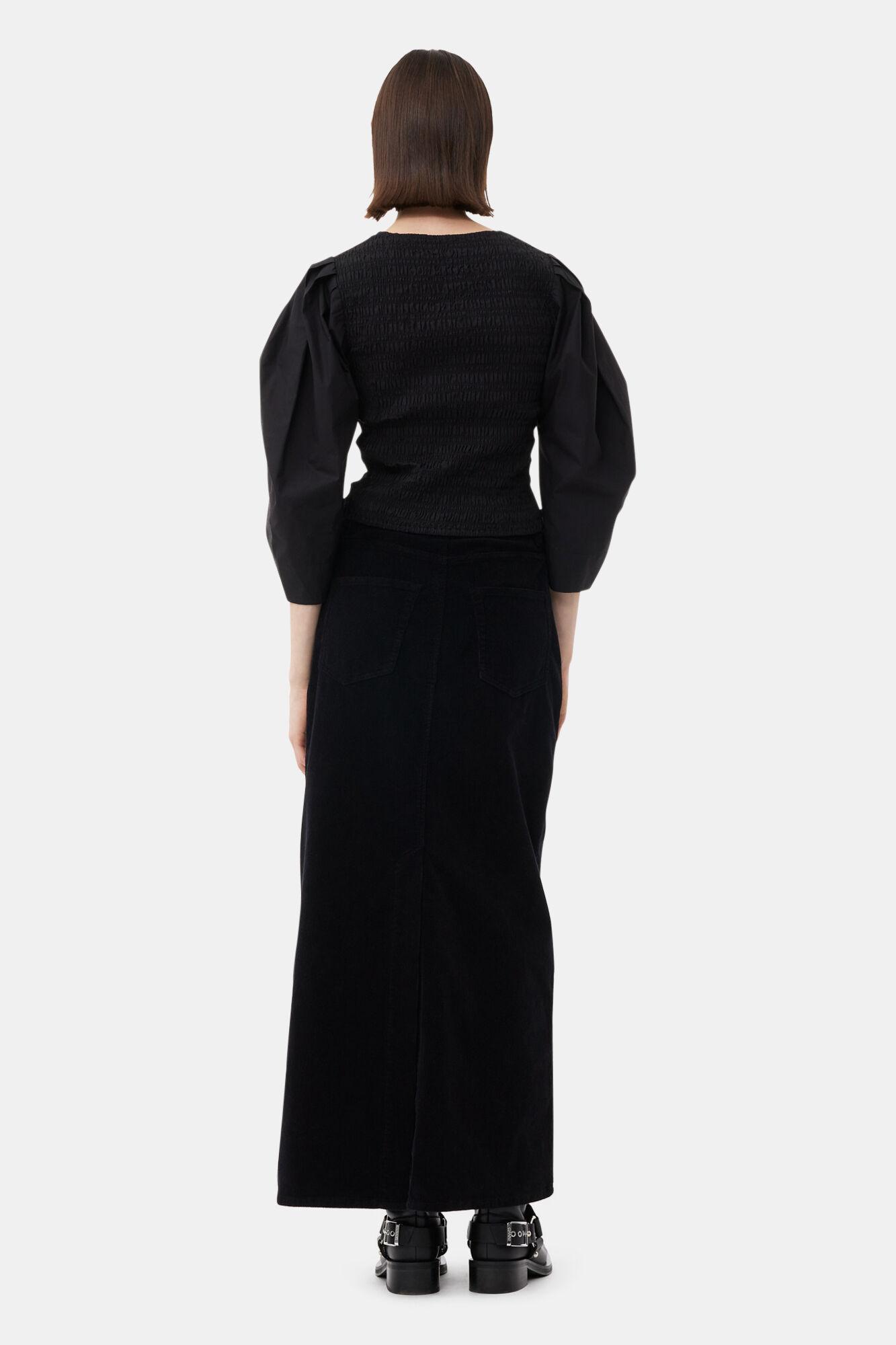 Black Cotton Poplin Smock Blouse Product Image