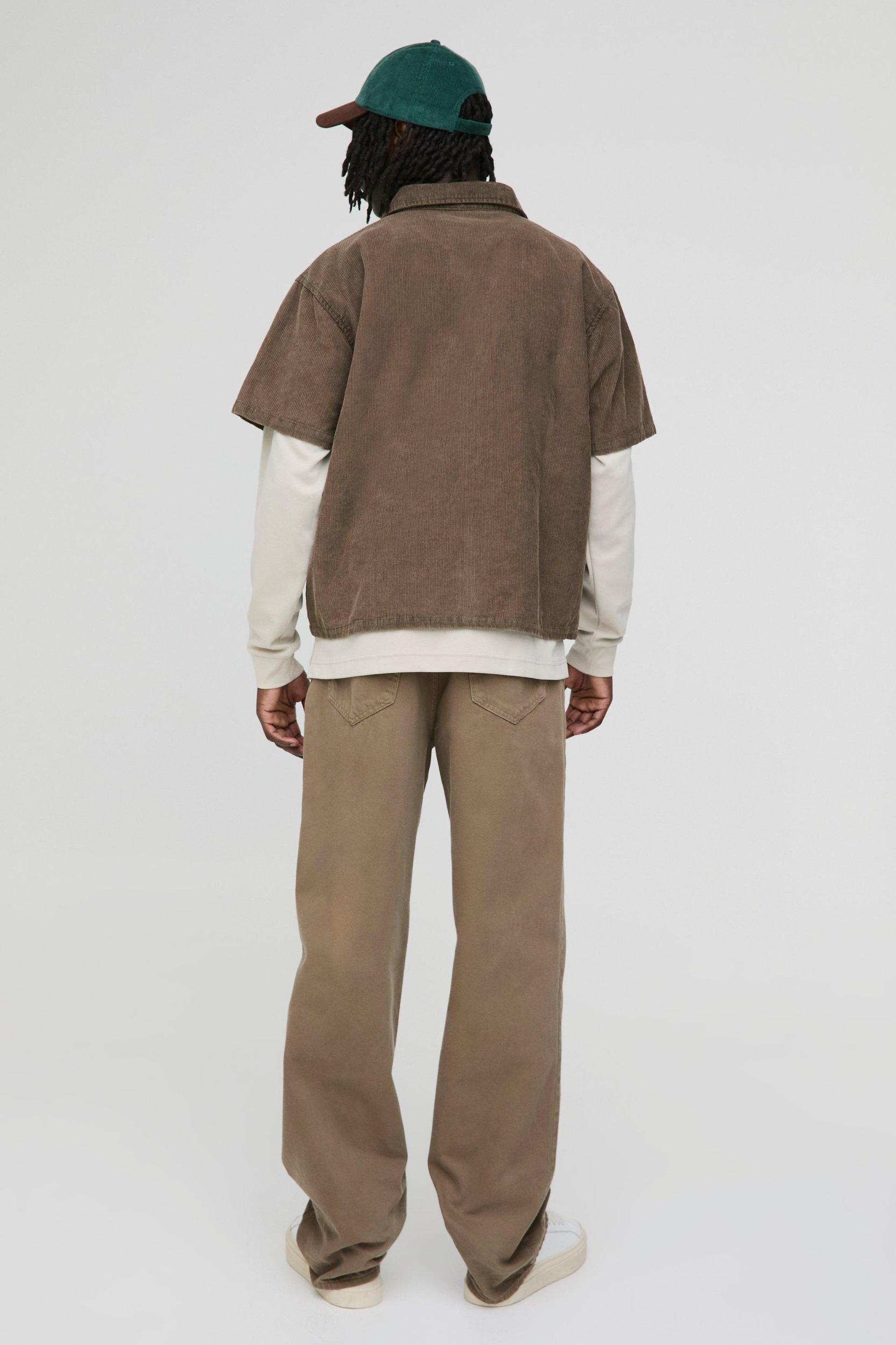 Boxy Acid Wash Corduroy Shirt | boohooMAN USA Product Image