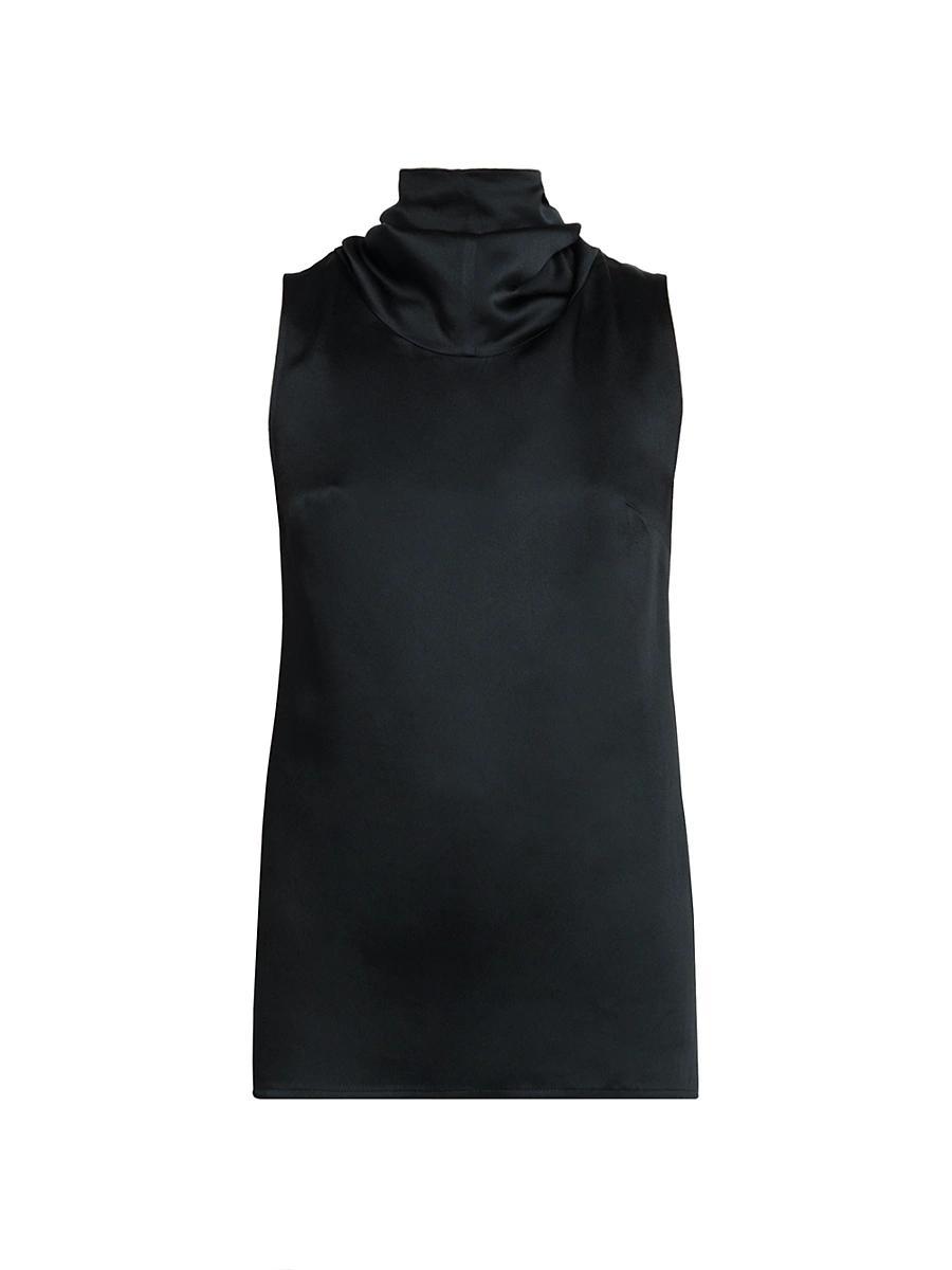 Womens Satin Turtleneck Top Product Image