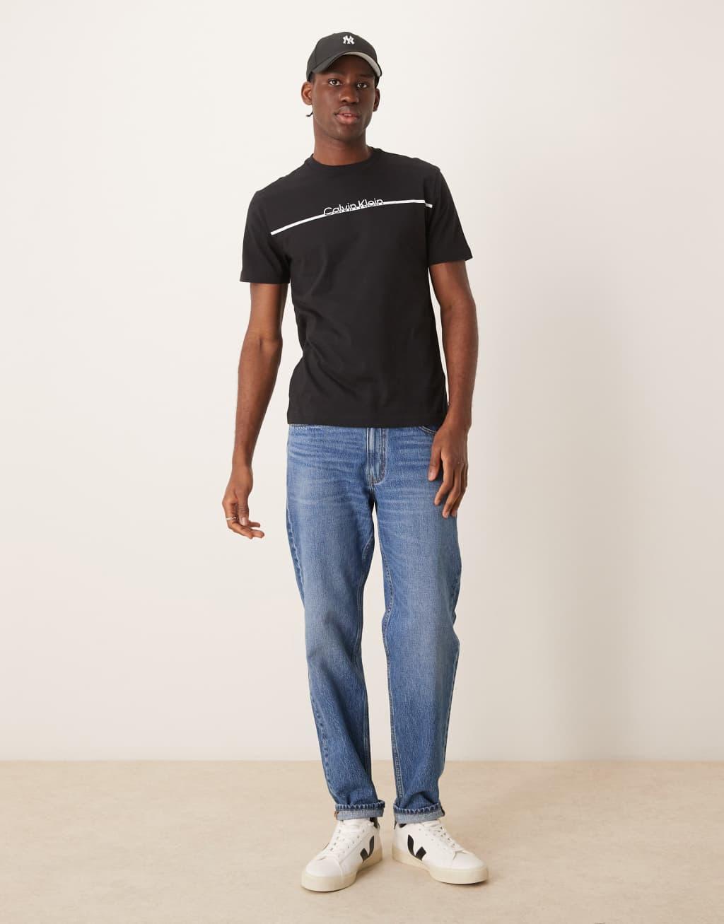 Calvin Klein line logo t-shirt in black Product Image