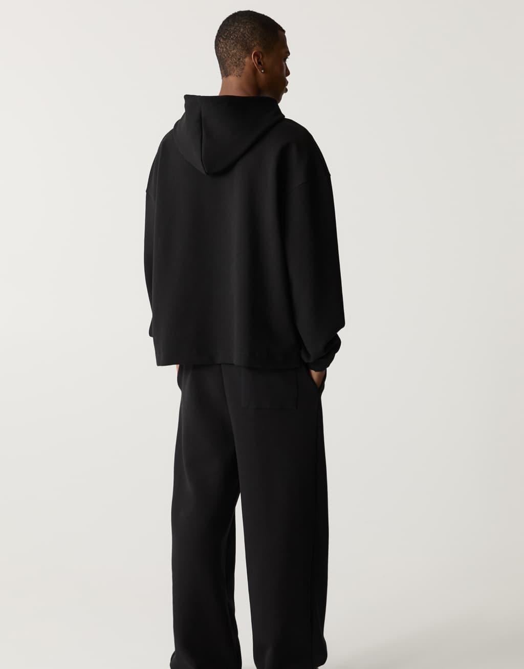 Pull&Bear wide leg tailored pants in black Product Image