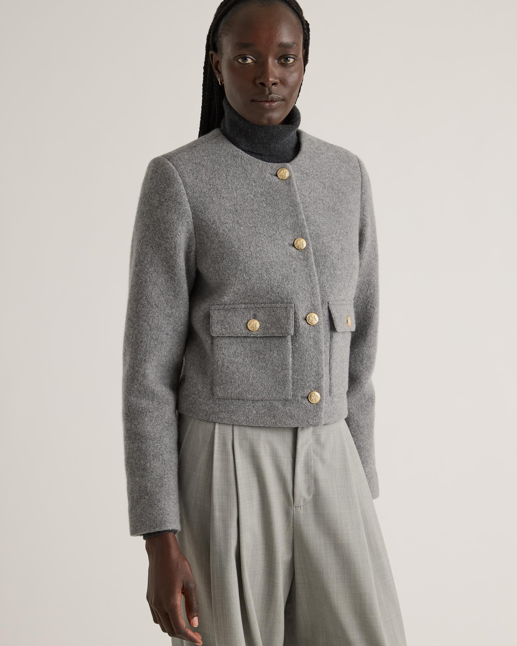 Quince | Women's 100% Merino Wool Collarless Cropped Jacket Size XL Product Image