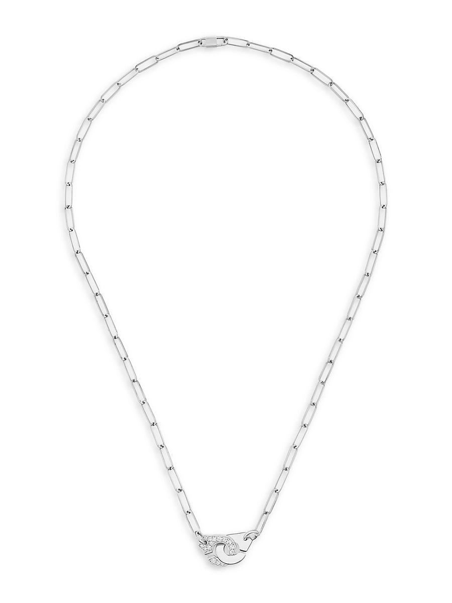 Womens Menottes Dinh Van R10 18K White Gold & Diamond Handcuff Pendant Necklace Product Image