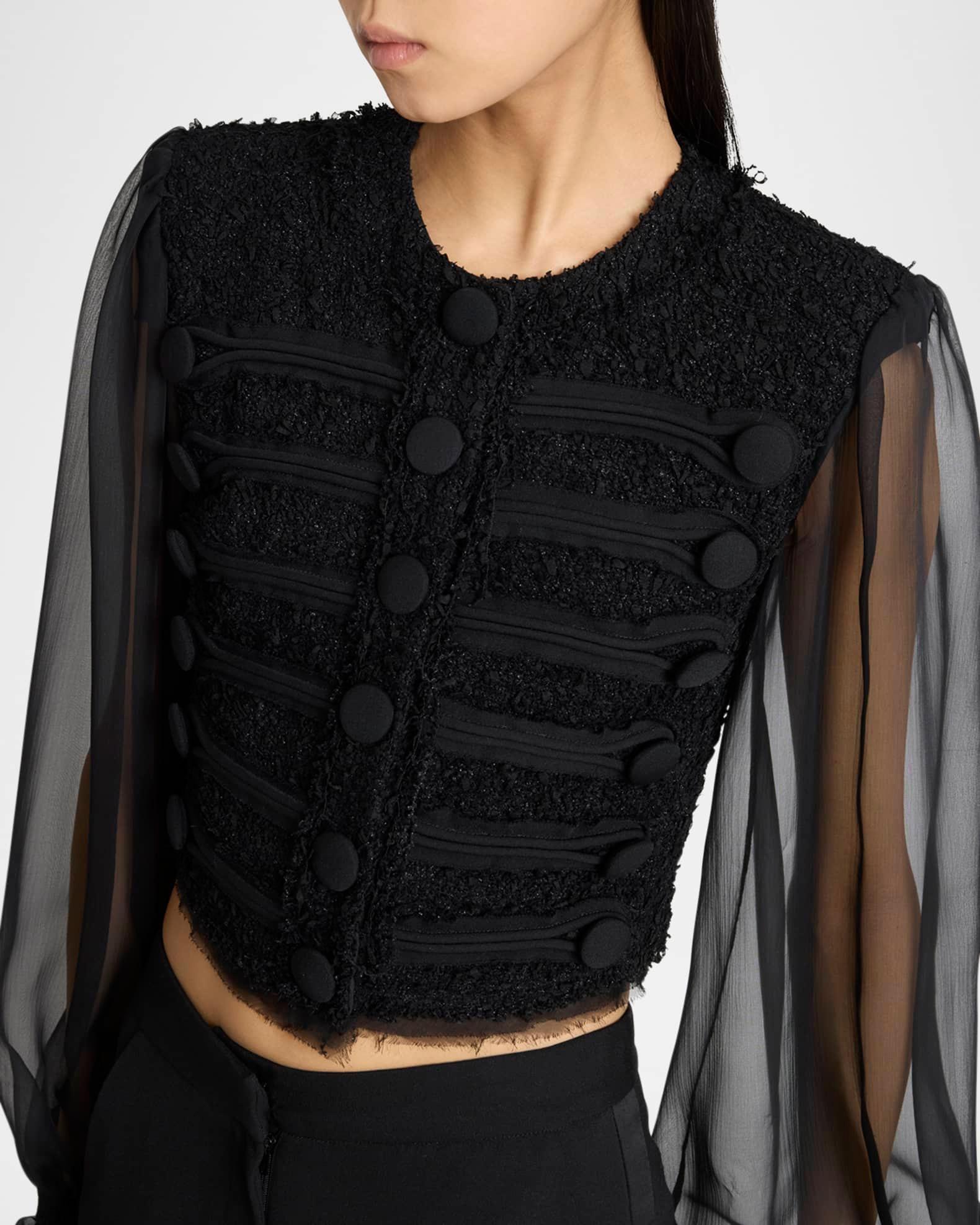 Edge-To-Edge Tweed and Chiffon Jacket Product Image