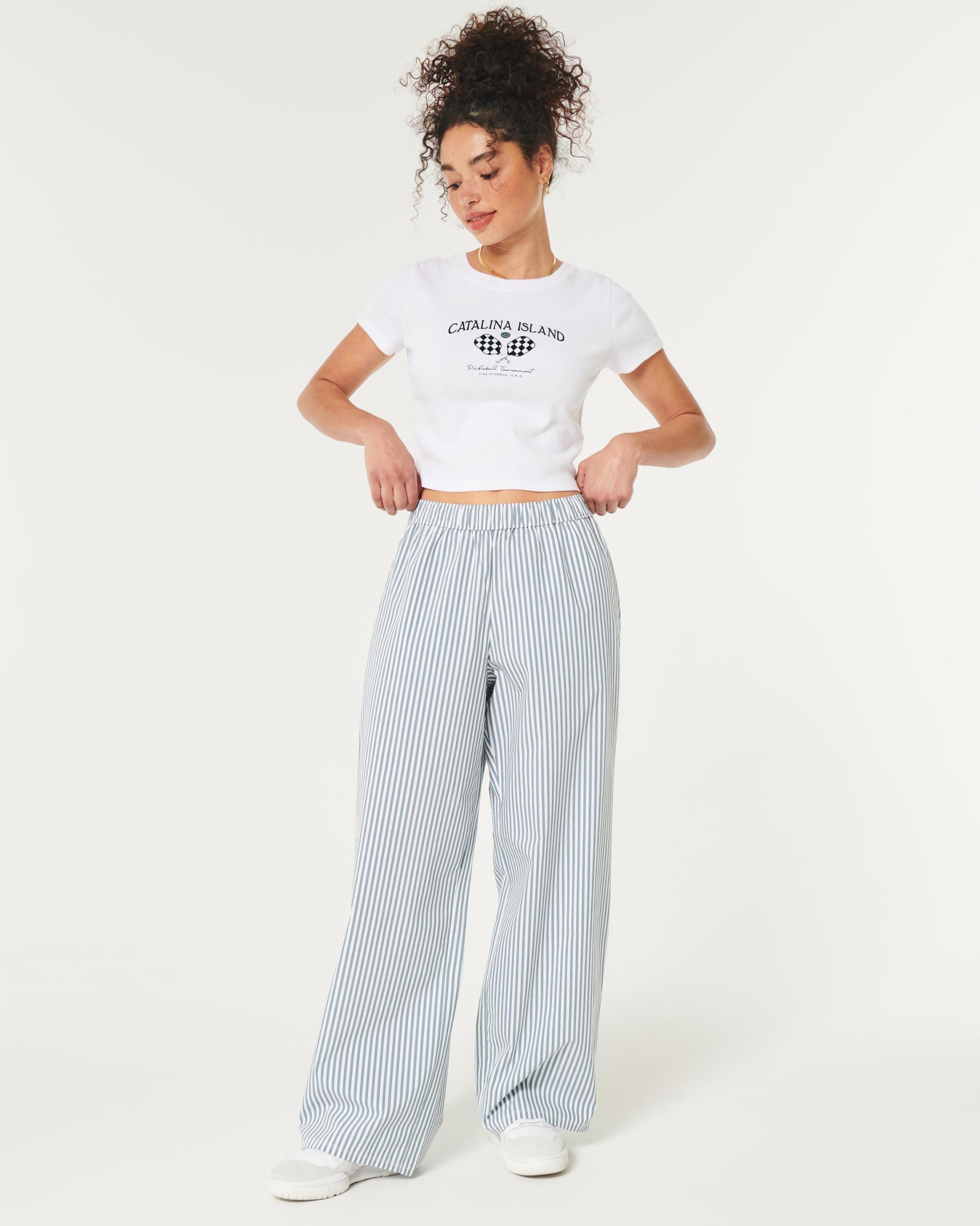 Poplin Wide-Leg Sleep Pants Product Image