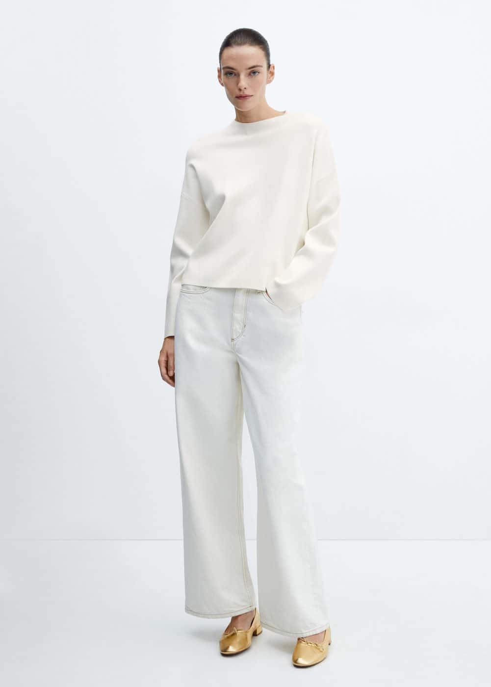 Mango Womens Perkins Neck Knitted Sweater Product Image
