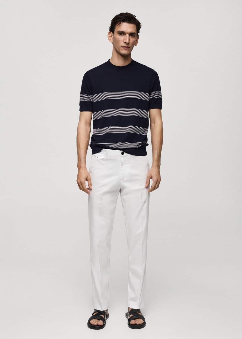 Regular fit structure cotton trousers - Men | MANGO USA Product Image