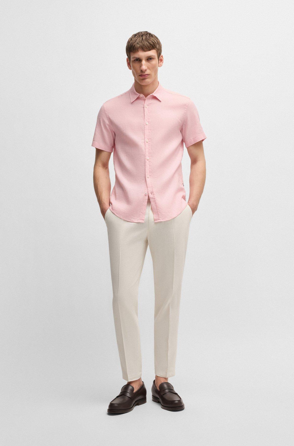 Slim-fit shirt in stretch linen Product Image