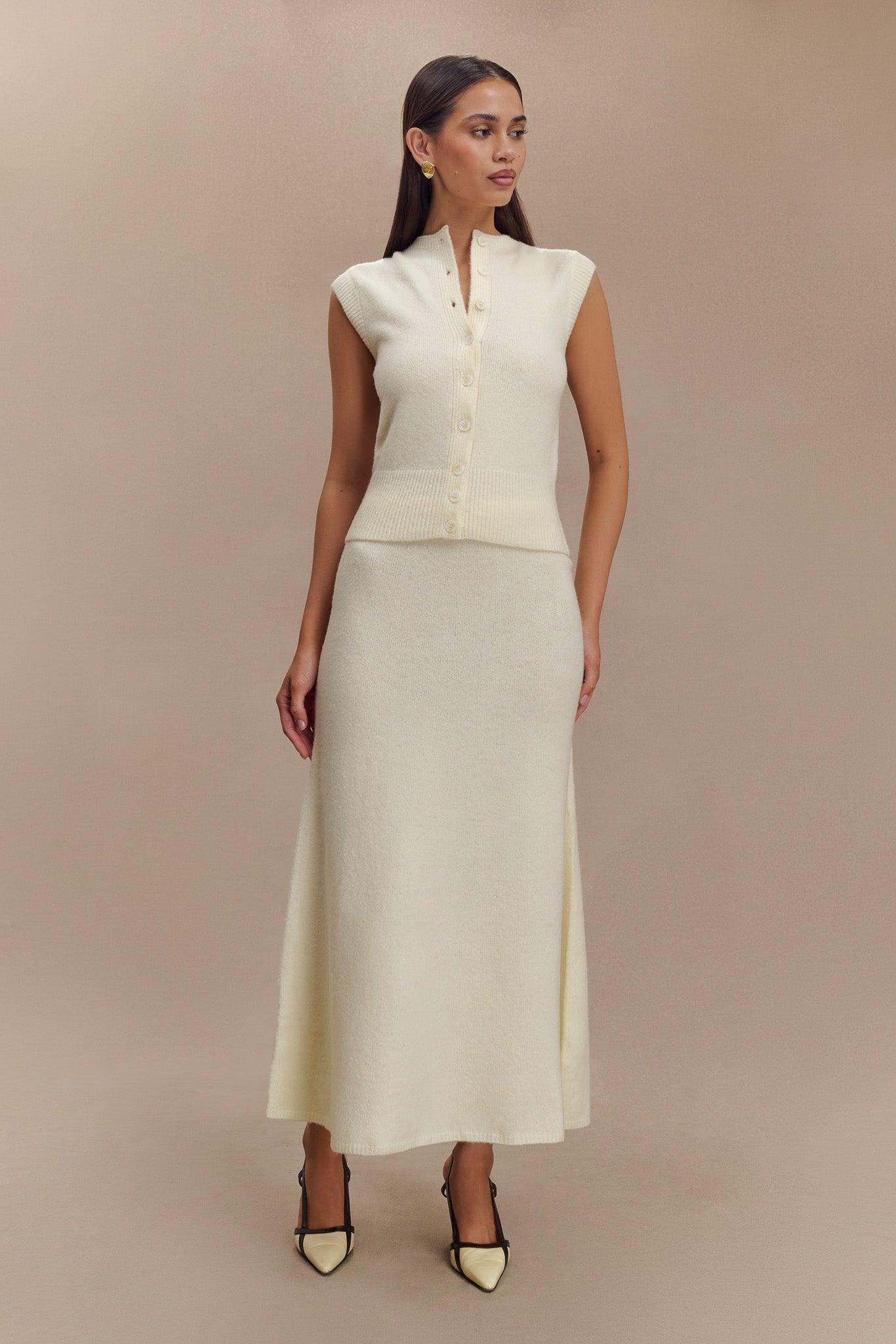 Dionne Sleeveless Knit Vest - Ivory Marle Product Image