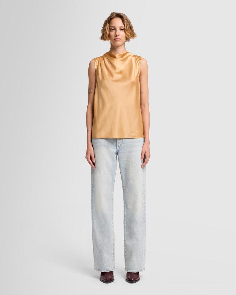 Silk High Neck Draped Blouse Product Image