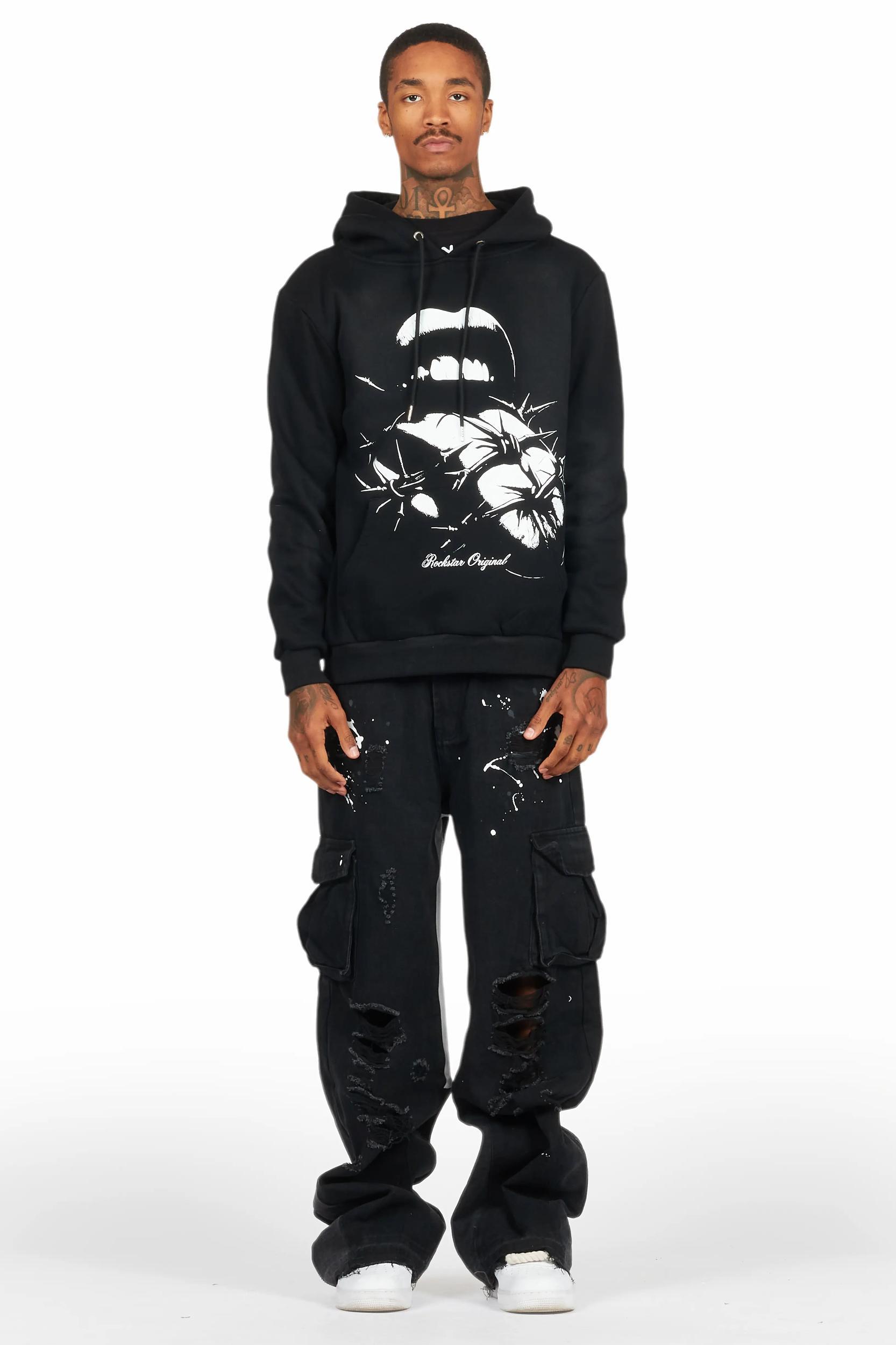 Schmear Black Graphic Hoodie Male Product Image